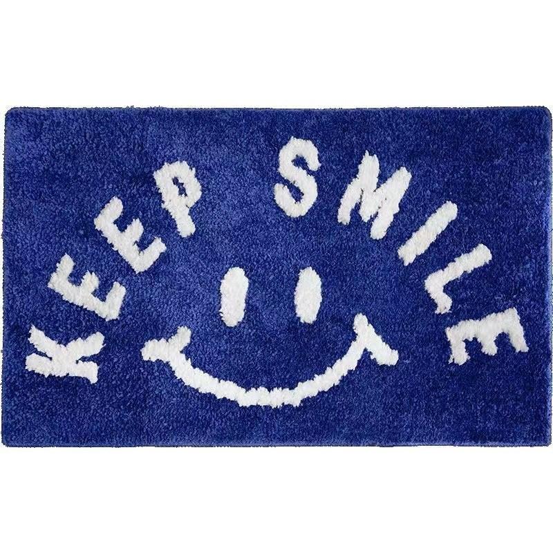 Cartoon Smiley Face Imitation Cashmere Floor Mat, Home Entrance Hall Mat, Bathroom Entrance Mat, Absorbent and Non Slip Foot Mat