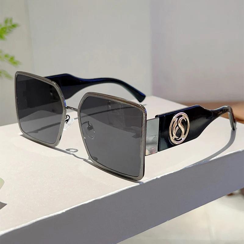 Квадратные солнцезащитные очки оверсайз женские Новинка Градиентные разноцветные уличные очки Модный дизайн от люксового бренда Солнцезащитные очки