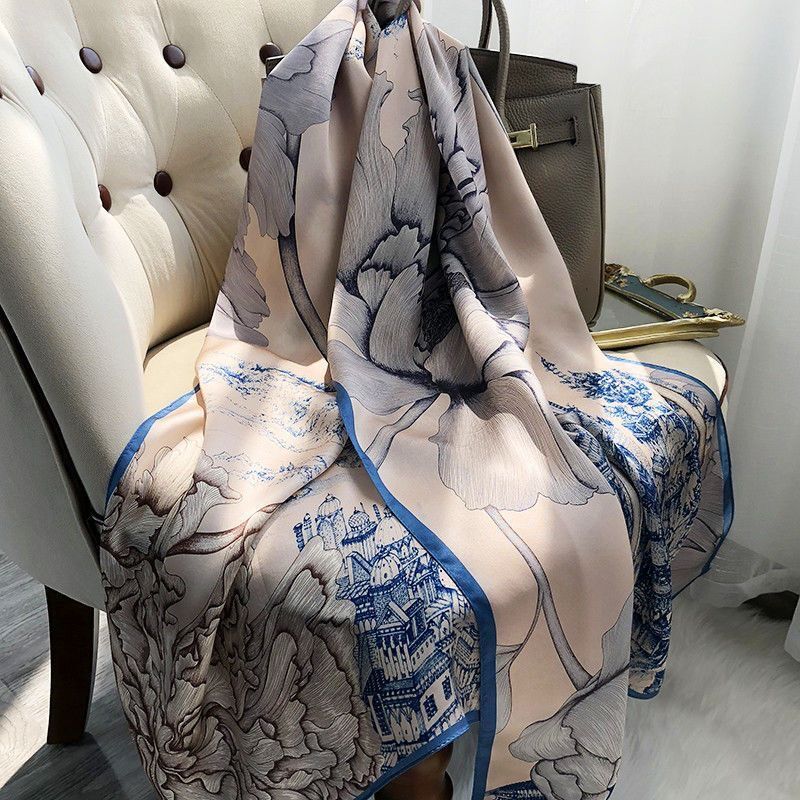 Women's New High-end Silk Spring and Autumn Summer Versatile Shawl Thin Sun Protection Neck Protection Fashionable Scarf