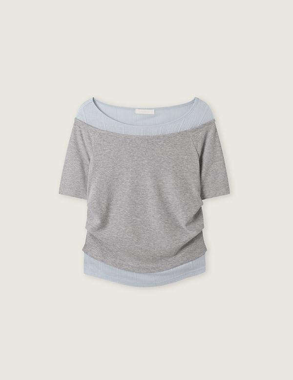 ROEM Color Block Layered T-Shirt Rmhwg24Rt1