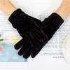 Велосипедные теплые женские осенние однотонные перчатки для вождения, перчатки из золотого бархата, эластичные варежки с полным пальцем
