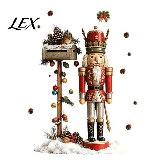 Nutcracker Pattern Wall Decorations Christmas Soldier Decal, Vintage Mailbox Snow Scene Self-Adhesive Atmosphere Decals for Fridge Sticker, Removable