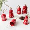2 Pcs Red Christmas Bells Ornament Vintage Rustic Hanging Bell with Snowflake Reindeer Tree Pattern Handmade Lucky Bell for Home Tree Decor