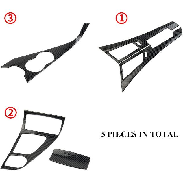 Carbon Fiber Center Console Dashboard Air Vent Gear Cup Holder Panel Cover Trim for Infiniti Q50 Q60 2014-2024