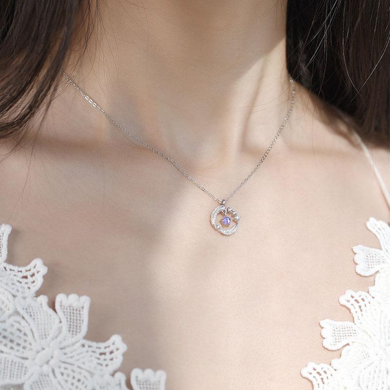 ANENJERY Ожерелье с подвеской из лунного камня и перьев для женщин, ювелирный подарок, оптовая продажа