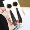 Creative Black Crystal Party Accessories Round Fashion Tassel Dangle Earrings Jewelry Ear Studs