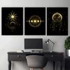 Черное золото Солнце Луна Звезда Бохо Холст Картина Плакат Печать Современный домашний декор Абстрактная настенная живопись Картина Скандинавский декор для гостиной Без рамки