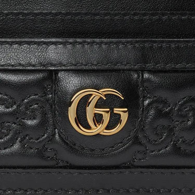 GUCCI GG Matelassé Leather Clutch Card Holder Small Women's Black (Unisex) Card Holders 723790 UM8IG 1000