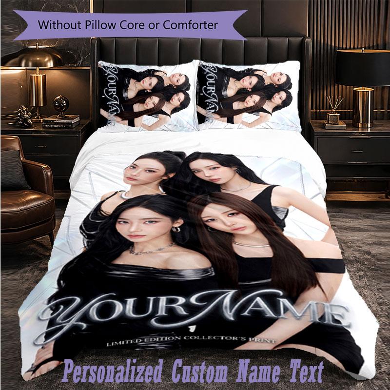 Personalized 3Pcs Bedding Setaespa Custom Text Duvet Cover Pillowcase Set Bedroom Gift