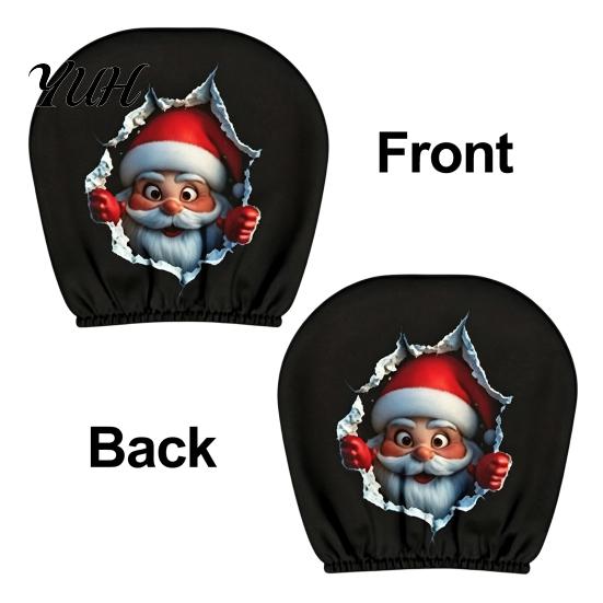 Interior Protection for SUVs 2Pcs Santa Car Headrest Covers, Christmas Printed Pillow Cases, Universal Fit Soft Polyester Auto Guards Most Vehicles,