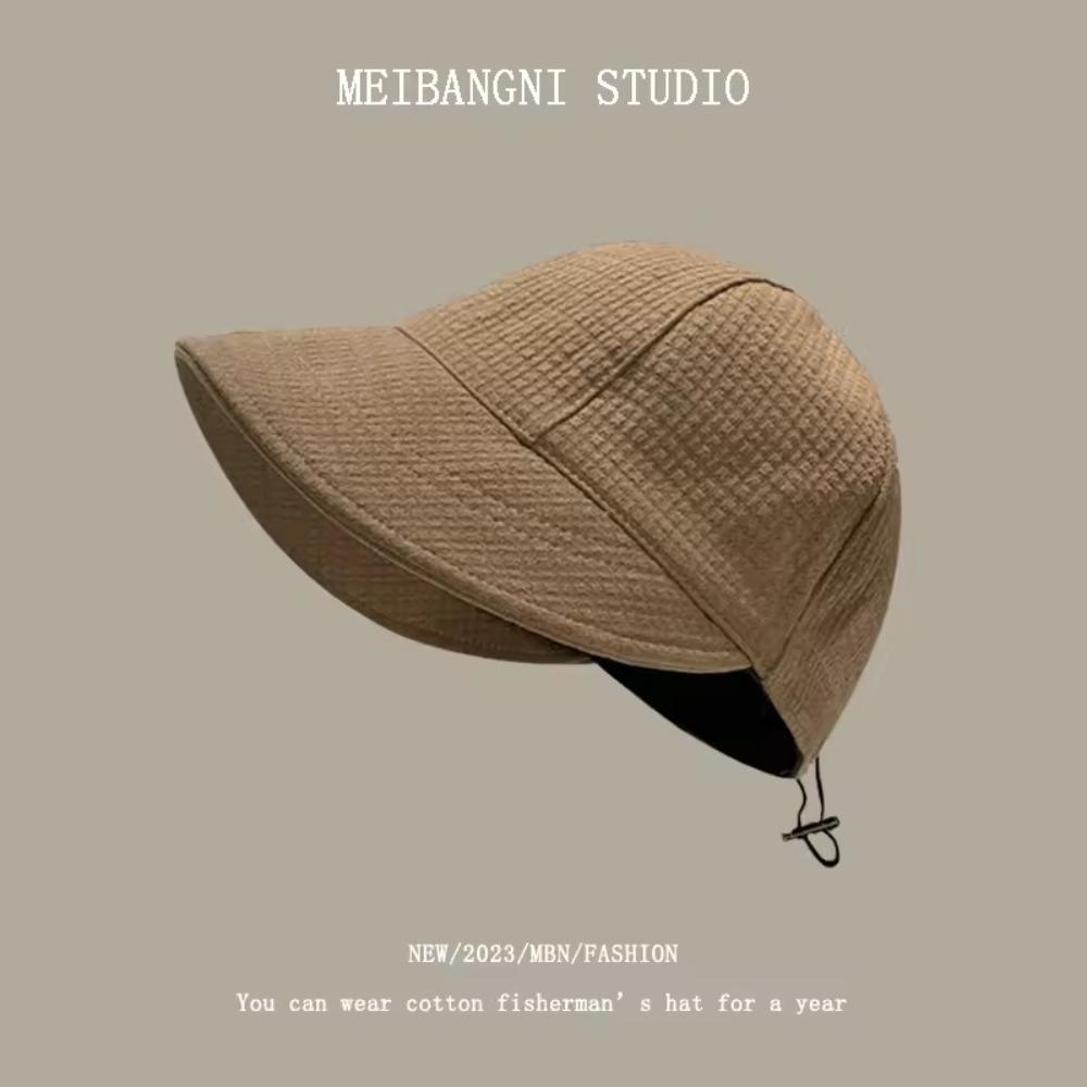 Waffle Sun Hat Foldable Peaked Cap Casual Fisherman Cap  Summer