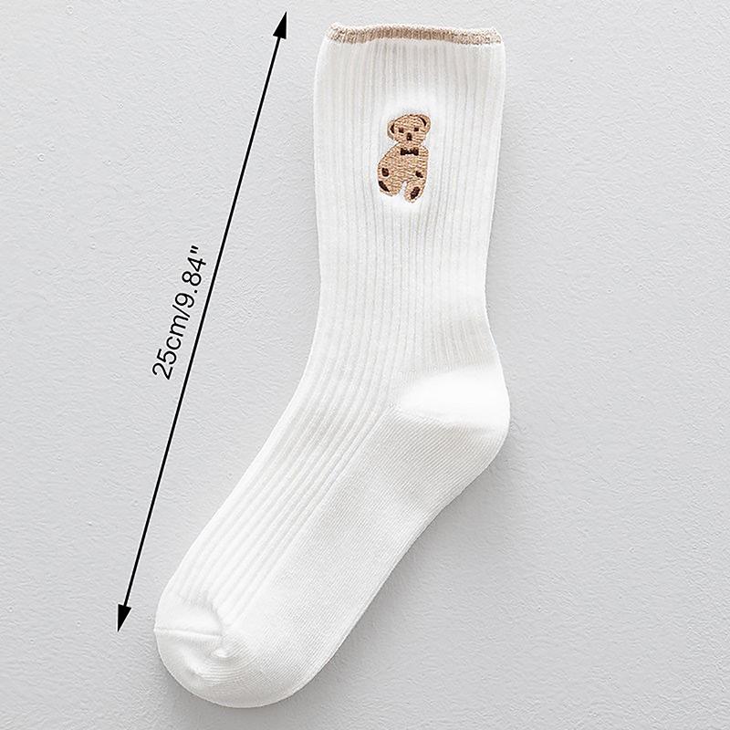 1 пара носков с мультяшным медведем, мягкие хлопковые носки, осенние кофейные чулки, женские носки Kawaii, корейские повседневные чулки для женщин