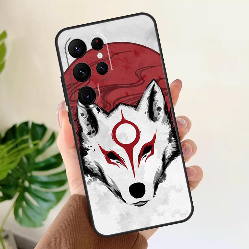 Мягкий чехол Волк Оками для Samsung Galaxy S24 Ultra S21 S22 S23 S25 Plus S20 FE S9 S10 S23 FE