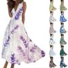 Women's Fashion Casual Loose V-Neck Sleeveless Printed Dresses