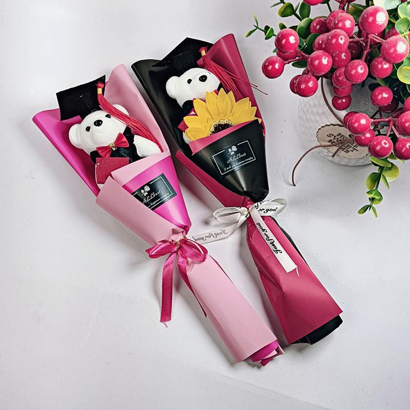 Докторантура Бакалавр Выпускной Кукла Букет Выпускной Сезон Подсолнух Роза Одиночный Мультяшный Медведь Подарок на День Учителя