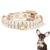 Регулируемые жемчужные ошейники для собак и кошек со стразами, шейный ремешок для маленьких собак, колье для кошек, подарок для питомца