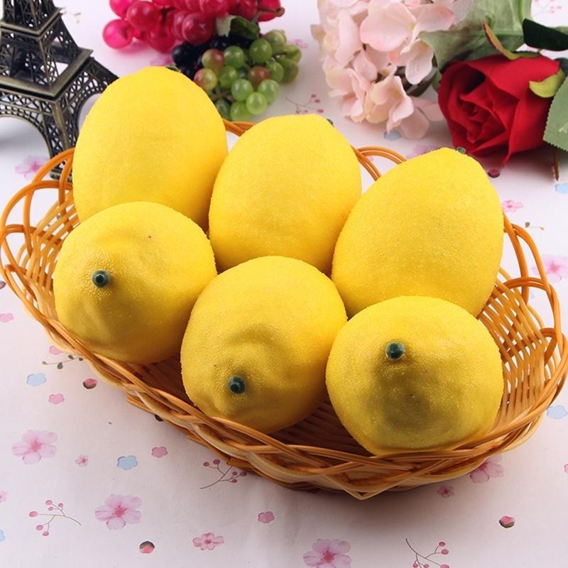 3Pcs Lemon Artificial Fruit Fake Theater Prop Staging Home Decor Faux Lemons