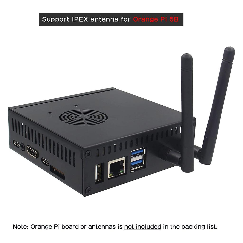 N506 Metal Case- Box for Orange Pi 5 Cooler Radiator- Box Support M2 NVMe SSD 2280 with 5V Cooling Fan 5 Heatsinks