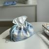 Синяя полосатая сумка-мешок на завязках для салфеток, сумка для хранения, футляр для бумажных салфеток, домашний органайзер, скандинавские декоративные аксессуары для гостиной