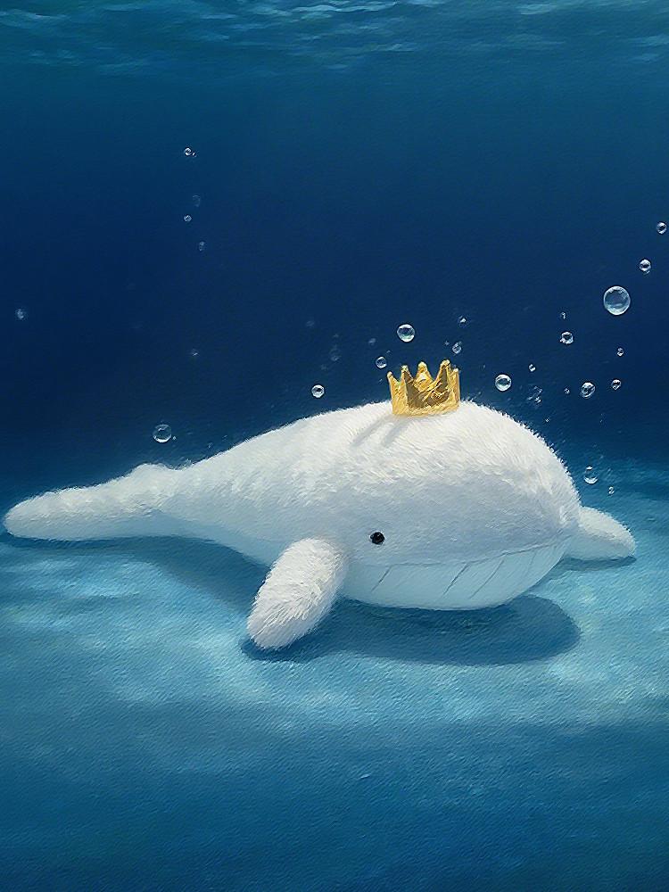 Белый Кит Мягкая Плюшевая Игрушка Под Водой Корона Кит Милое Морское Животное Набитые Плюшевые Куклы Подарки Идеально Для Девочек Детский День Рождения Украшение