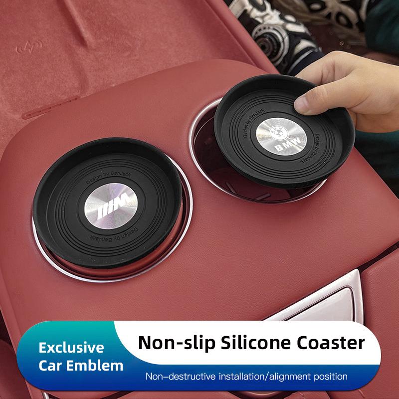 NTSM5 2Pcs Motorcycle Sticker/Car Non-slip Silicone Coaster For BMW M G80 G06 G07 G42 G14 G15 G16 F82 F20 F21 F83 M2 M3 M4 M5 F95 F11