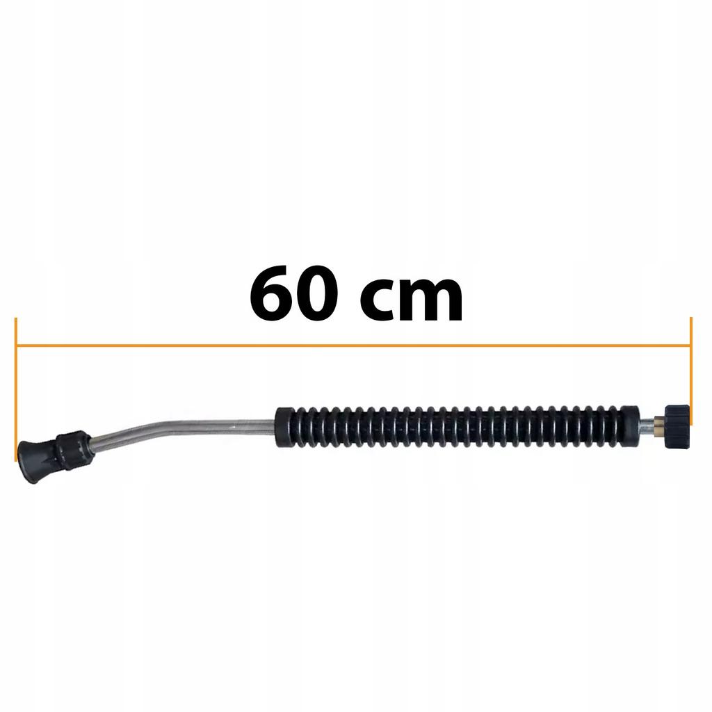Rosfix Lanca Zagięta 60CM 15° M22x1.5 – Do Myjek Karcher HD/HDS | Dysza Płasko-Strumieniowa | Gumowany Uchwytny | Stal Nierdzewna