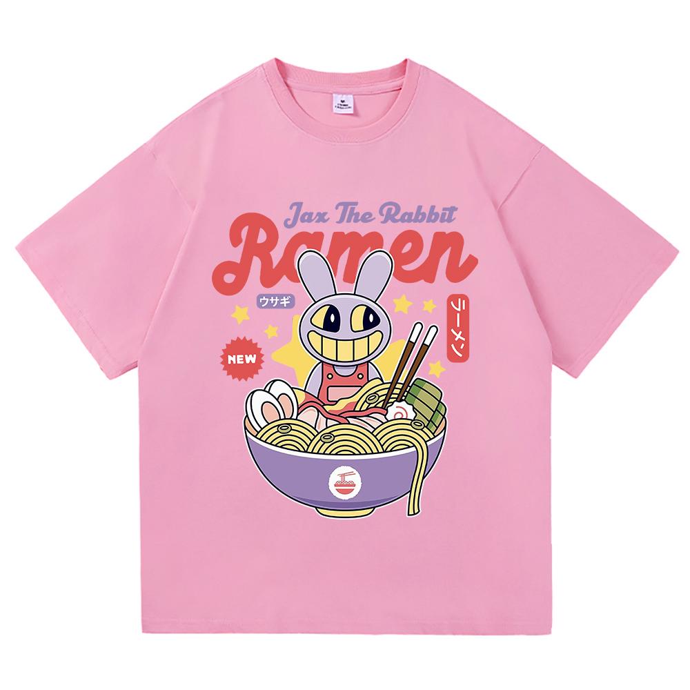 Футболка Amazing Digital Circus Jax Ramen, модная мужская, забавная, футболка Caine Pomni, унисекс, милая, кролик, лапша, хлопковые футболки, рубашки