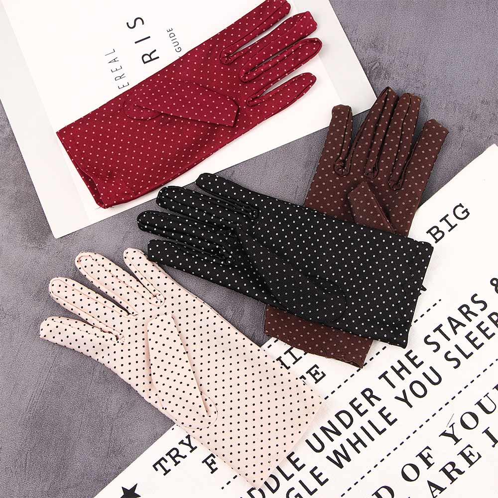 1Pair Etiquette Spring Anti-UV Elastic Spandex Dots Gloves Driving Gloves Women Gloves Sunscreen