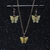 Acrylic Butterfly Pendant Earrings Necklace Combination Set Japan And South Korea Sweet Style Alloy Chain Jewelry Set