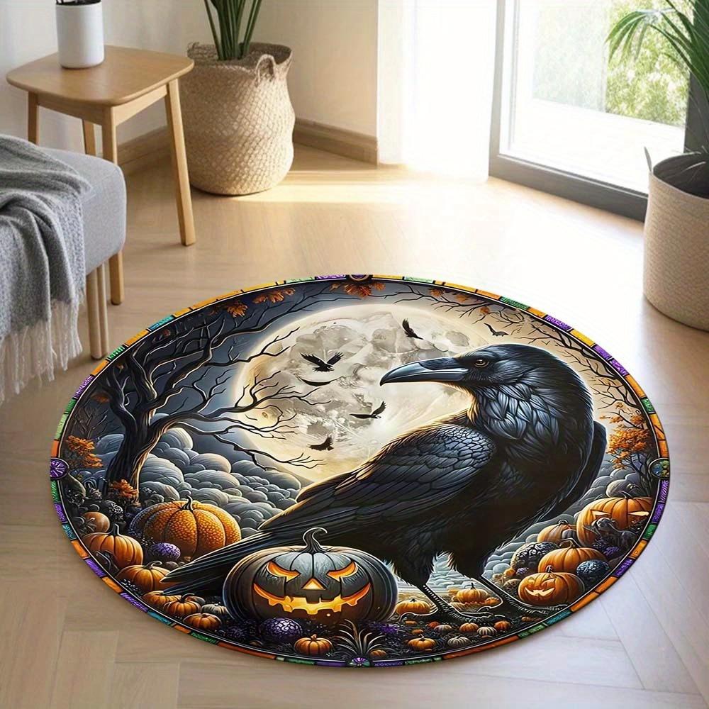1 Piece Crow Round Rug Suitable For Living Room Bedroom And Kitchen Home Decoration Room Decoration Gift For Friends And Family