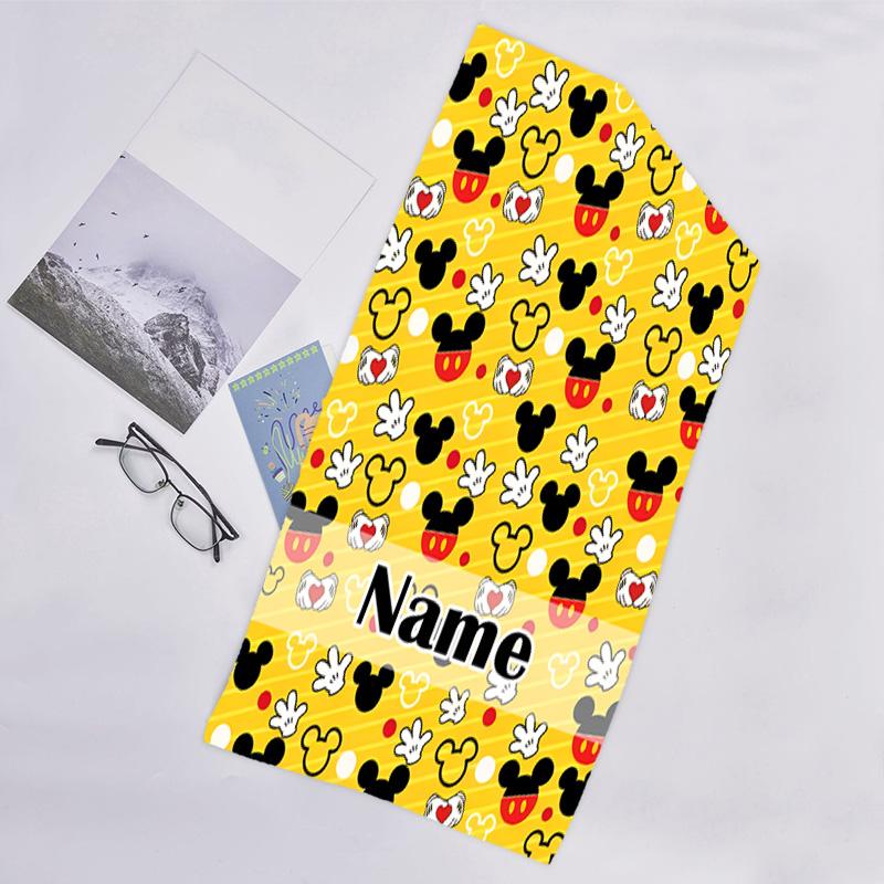 1pc Mickey13 Beach Towel with Custom Name, Beach/Swimming/Bath/Picnic/Camping Towel, Suitable for Seaside Beaches