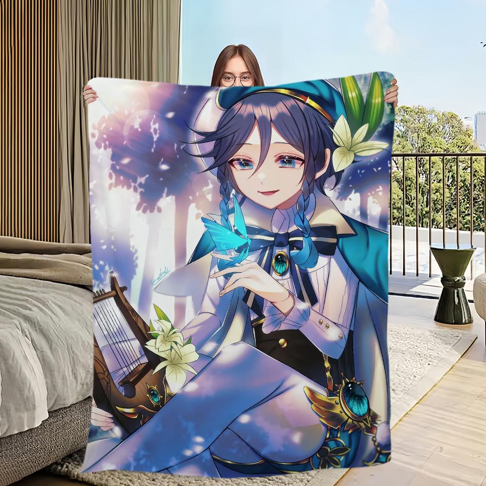 Genshin Impact venti Printed comfortable and soft sofa living room bedroom Plush blanket suitable for home travel and gifts