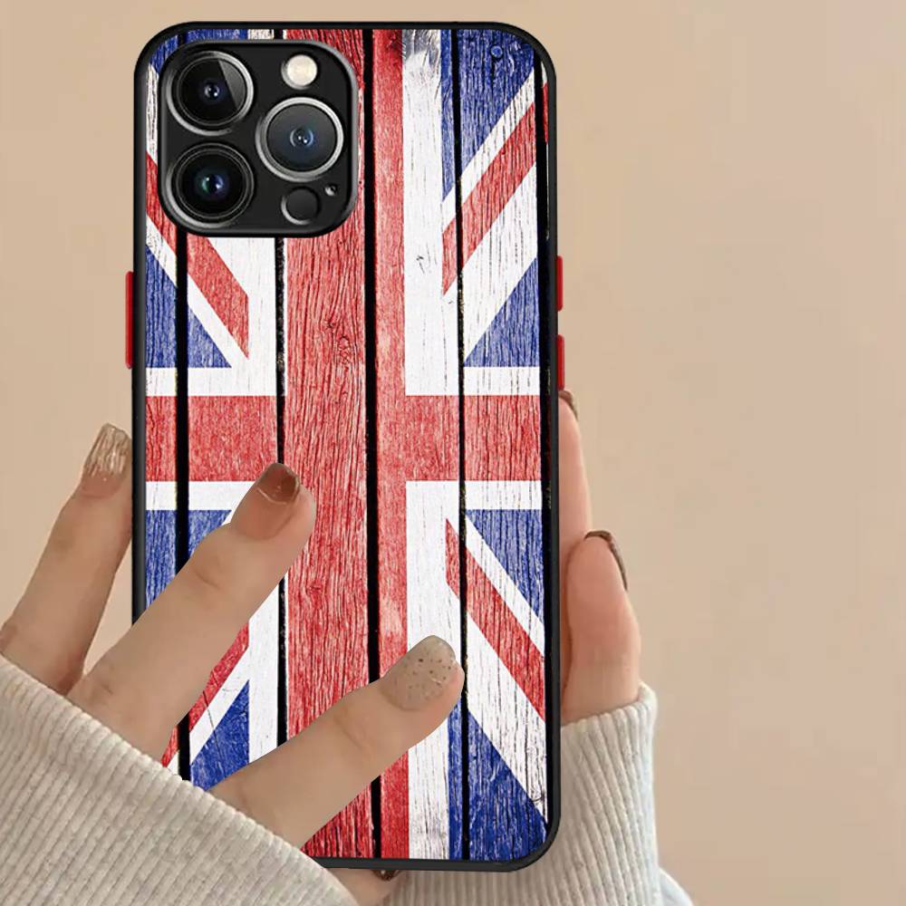 Чехол с флагами США и Великобритании для iPhone X XR XS 11 12 13 14 15 16 pro MAX mini, матовый, противоударный