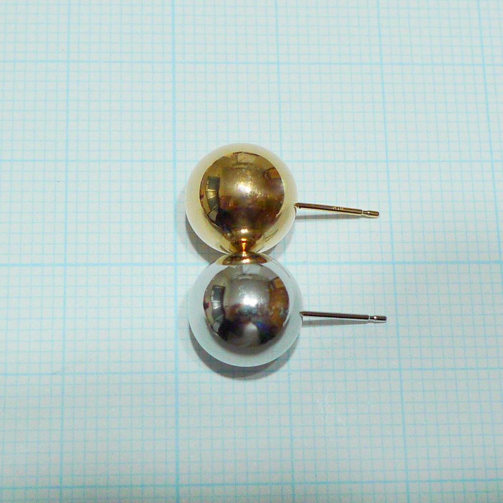 Made In Japan 18K Yellow Gold Round Ball Large 10mm Binaural Pair Stud Earrings for Women Men K18 Engraved Yellow Nickel Free (K18 10mm)