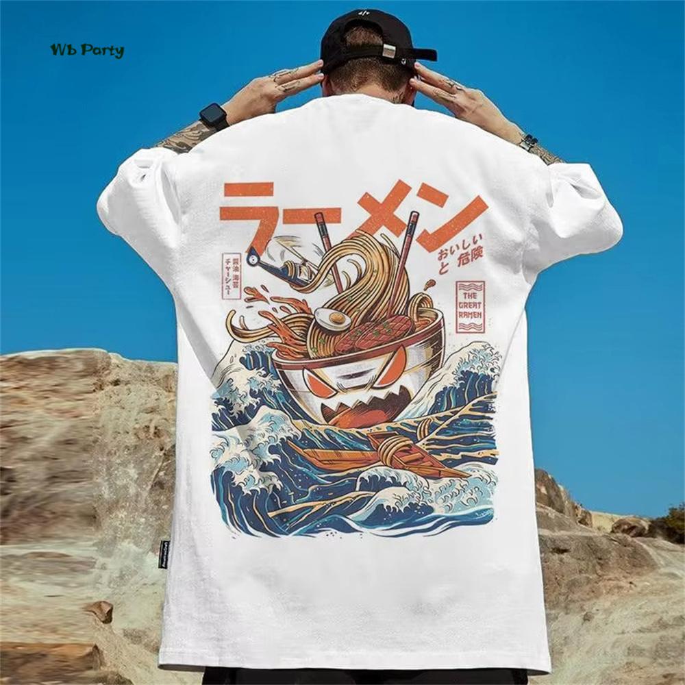 Японская футболка Ukiyo-E для мужчин с принтом Рыбы Инь-Ян, футболка с коротким рукавом, свободные повседневные топы, летняя мода, одежда для улицы