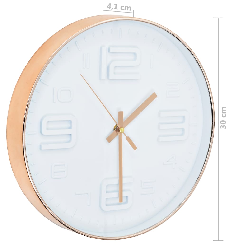 Wall Clock Copper Finish 30 cm