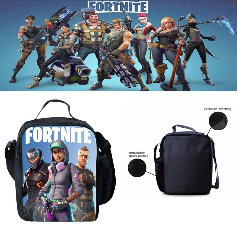 Изолированная сумка-ланчбокс Fortnite для студентов, для пикников на природе, с регулируемым ремнем, гладкими молниями