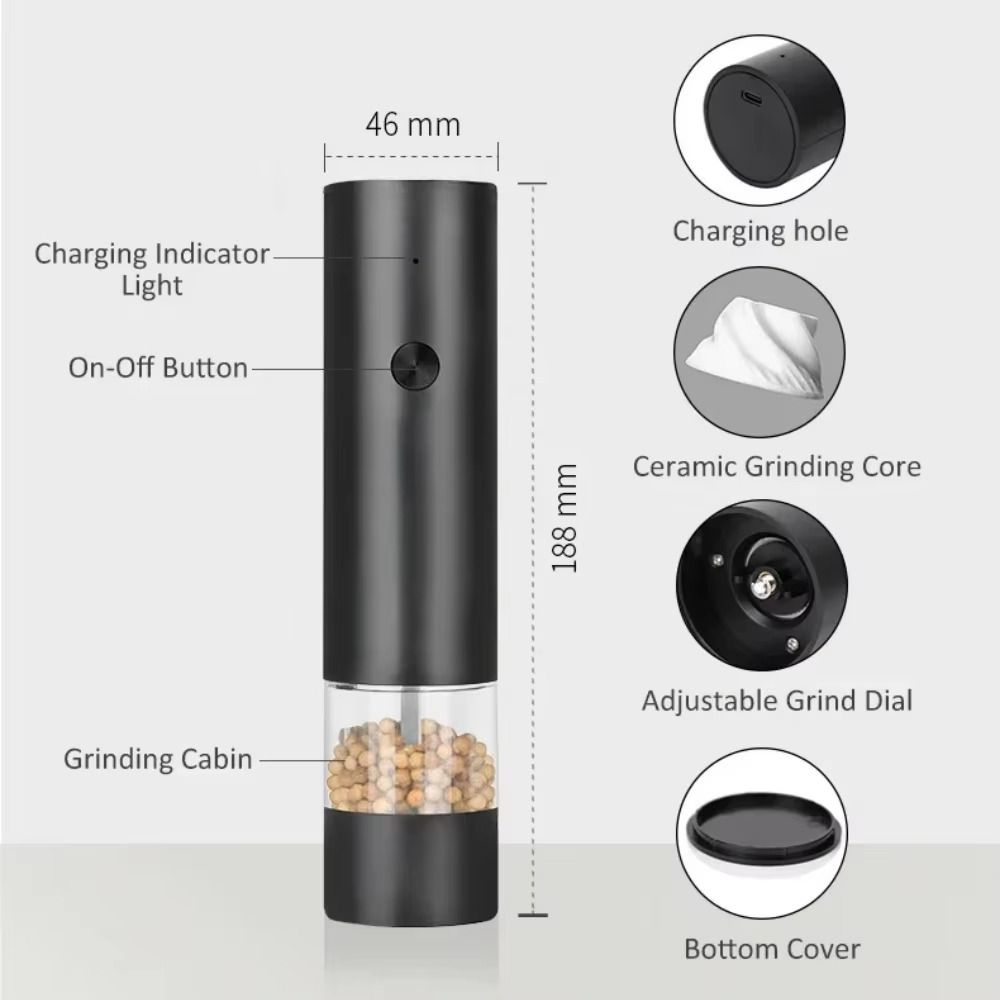 Large Capacity Electric Spices Grinder Ceramic Core Grinding Bottle Kitchen Grinding Tool Cooking