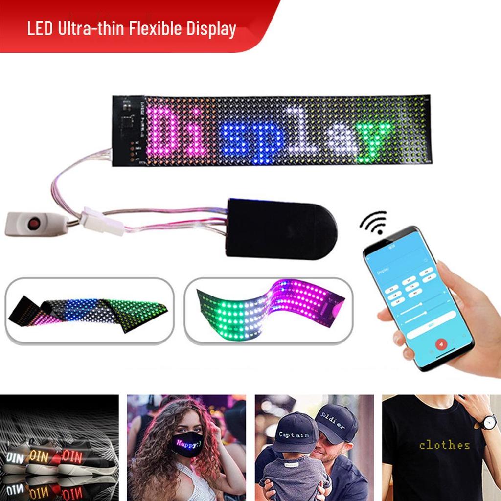 Гибкий светодиодный экран высокого разрешения 12x48 - RGB-матрица с бегущей строкой, управляемая по Bluetooth, для рекламы