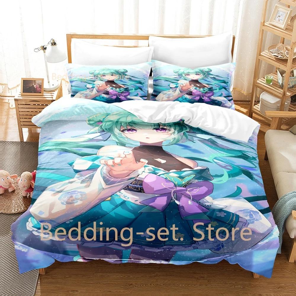 Удобный комплект постельного белья с аниме-принтом, включающий пододеяльник и наволочки. Размеры: односпальный, полуторный, двуспальный, евро, кинг. Для взрослых и детей