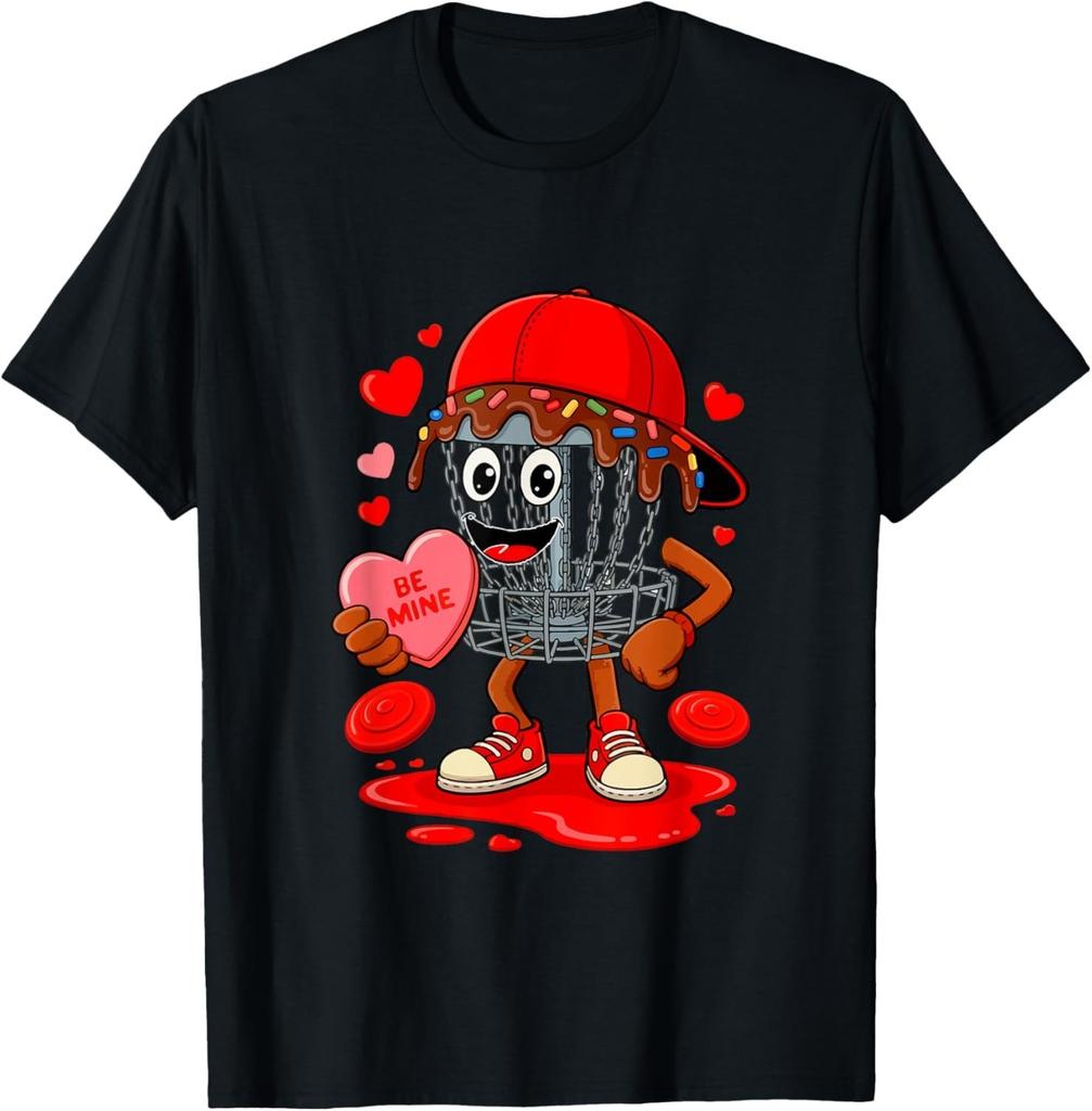 Disc Golf Equipment Player Valentine Hearts Costume Dripped T-Shirt UNISEX
