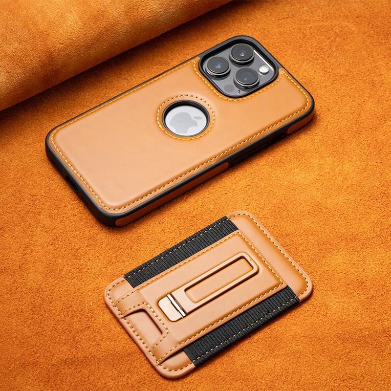 Suitable for Apple 16promax Phone Case Card Holder, IPhone15 Exposed Label 14 Full Cover 13 Anti-drop Men's Leather Case