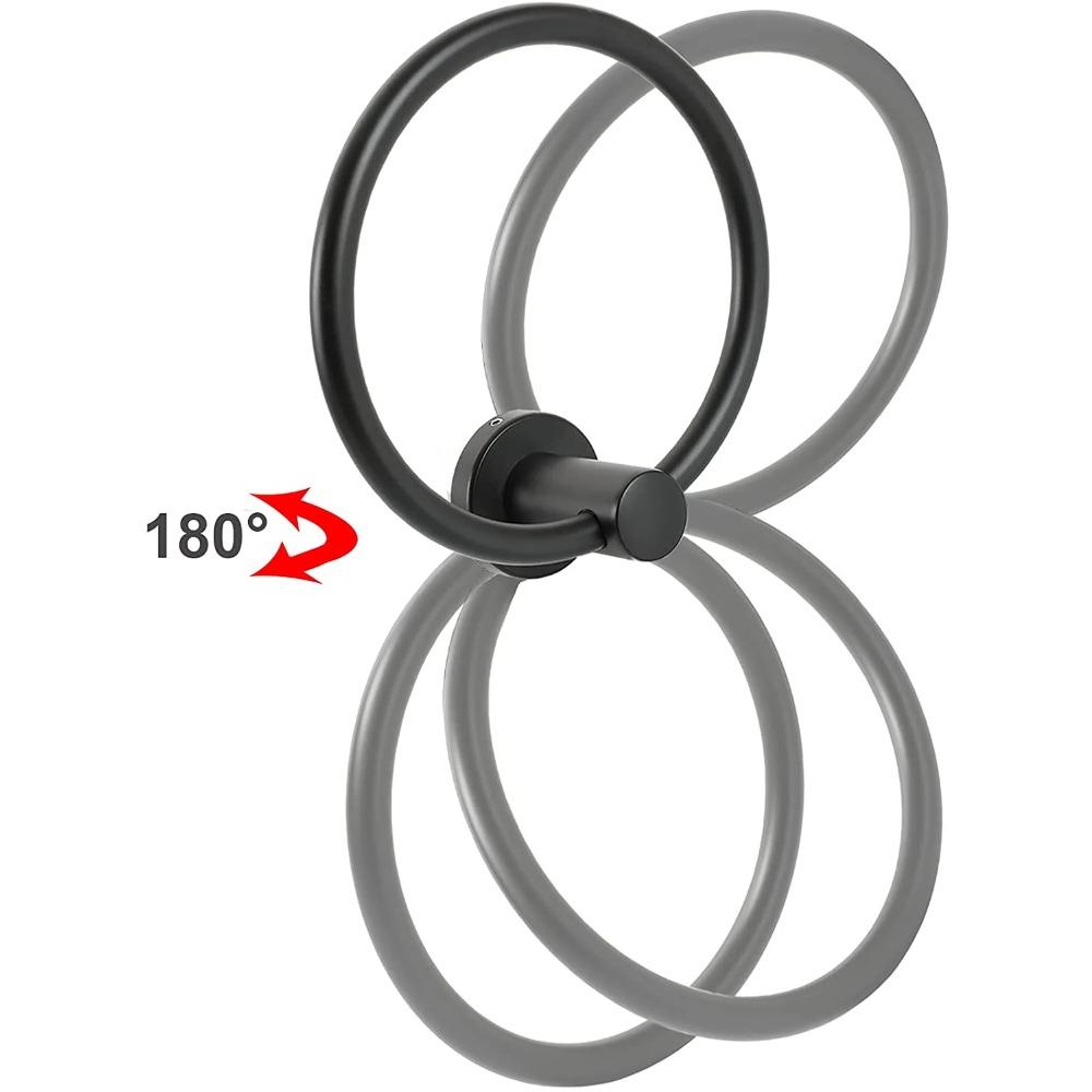 Bathroom towel ring, brushed nickel, brushed nickel towel ring, brushed nickel towel rack, 1 piece (black)