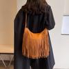 Tassel Design Women's Hobo Bag Fashion Trend Handbag Suede Shoulder Crossbody Shopping Tote Vintage Commuter Bags