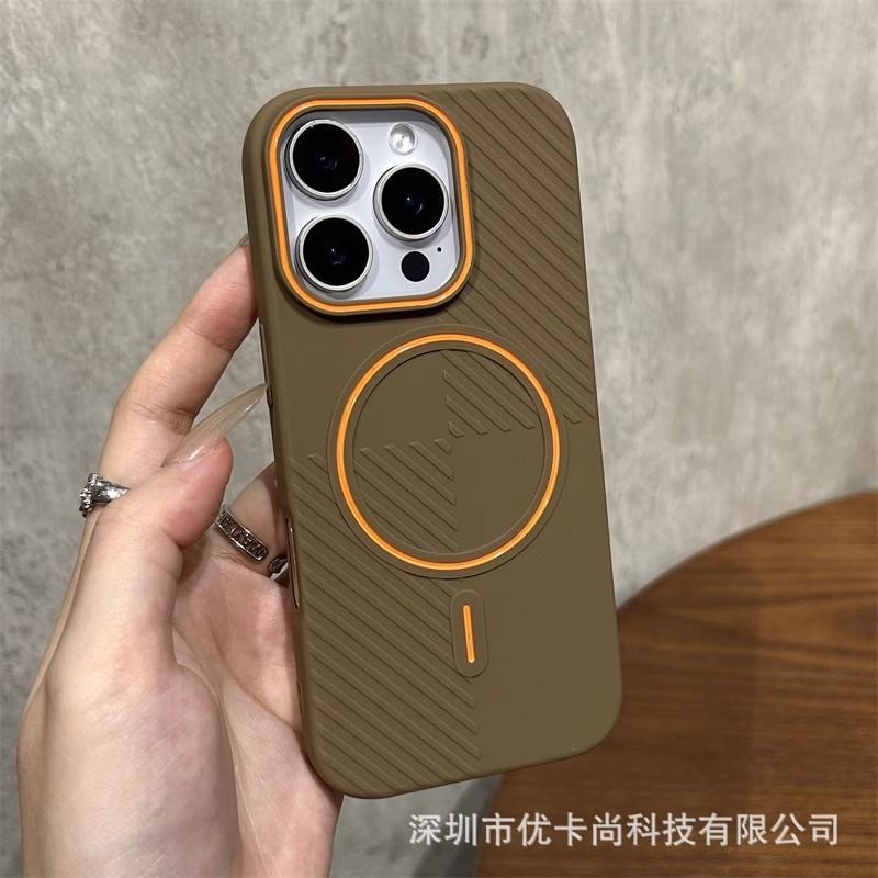 Применимо к чехлу для мобильного телефона iPhone11promax, тонкое полосатое кольцо, магнитное крепление, защитный чехол Apple 11 контрастного цвета, матовый ТПУ.
