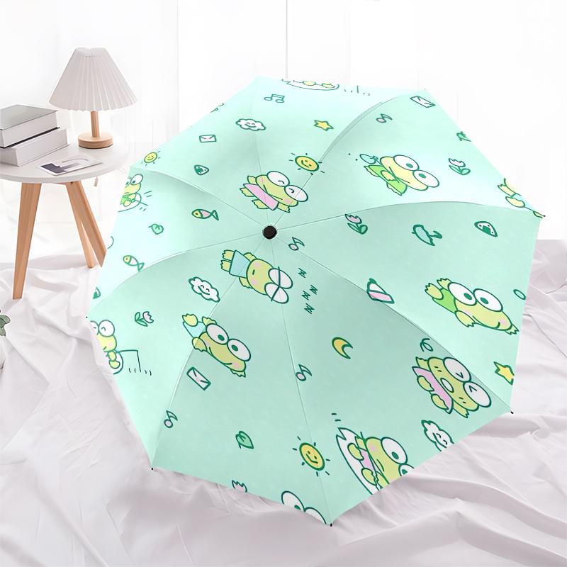 KEROKEROKEROPPI Automatic Folding Umbrella-Simple 8-Rib Design, Bright Cartoon Pattern, Durable Iron Frame, Suitable For Travel, Outdoor, Be