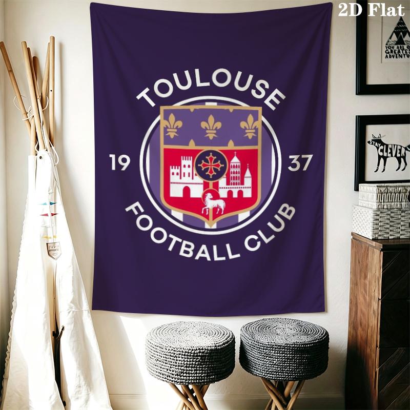 Tolouse FC Wall Tapestry Aesthetic Wall Hanging Printed Fabric Blanket Decorative Tapestries for Bedroom Living Room Home Decor