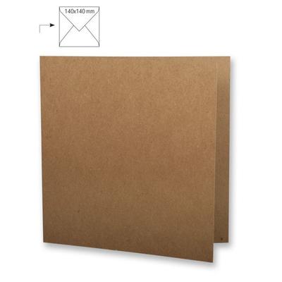 Квадратная карта, двойная, крафт, FSC Rec. Картон, 135x270 мм, 220 г/м², пакет 5 шт., крафт