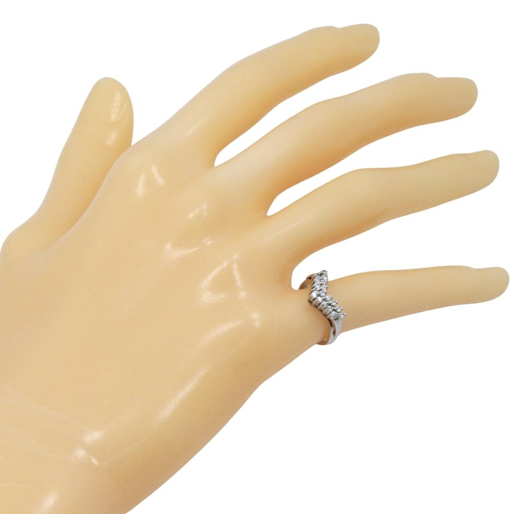 V character Ring Pt900Platinum/diamond #4.3(US Size) V character 4.2g Women Used