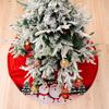 Charming Red Snowflake Tree Skirt Adorned With Festive Christmas Gnomes For Holiday Cheer